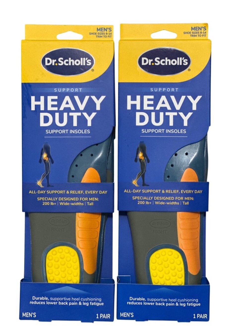 2x- Dr. Scholl's Heavy Duty Support Insoles For Men, Sizes 8-14 200+ Lbs Wide